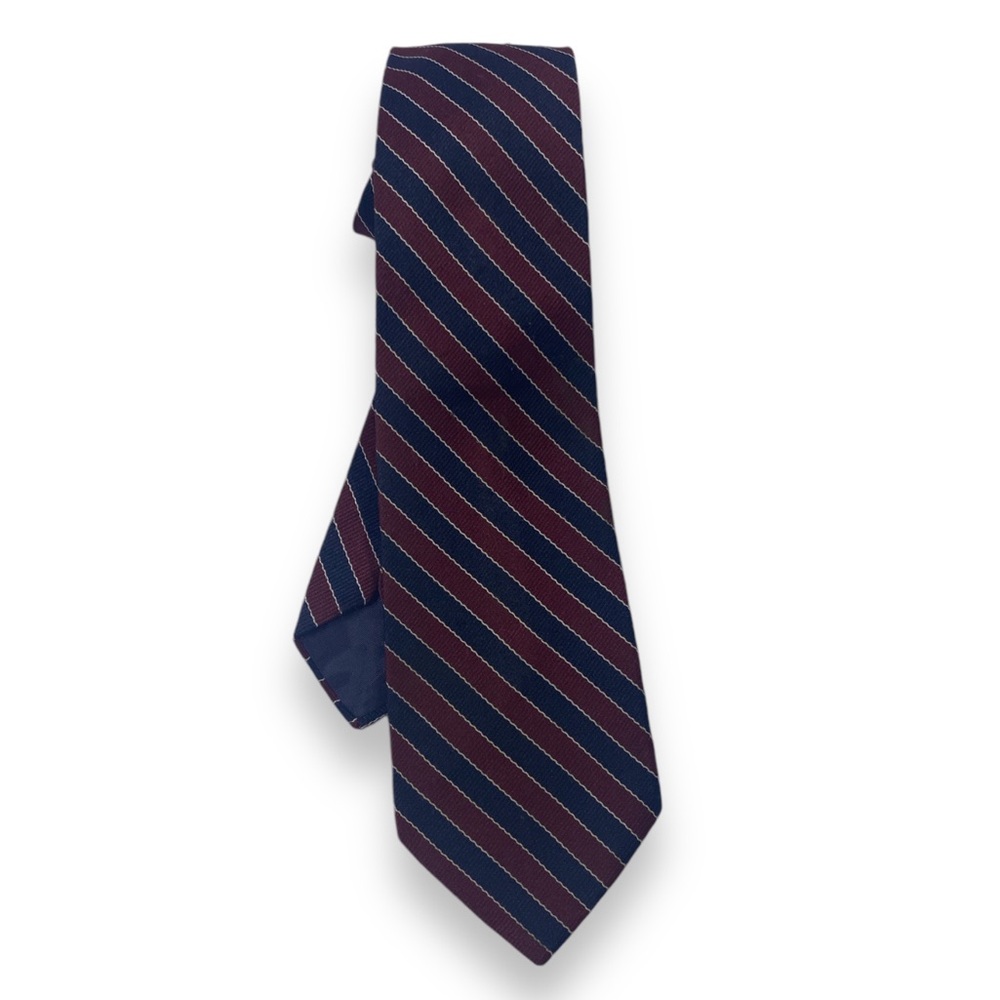 Giovanni Striped Tie Maroon Navy White